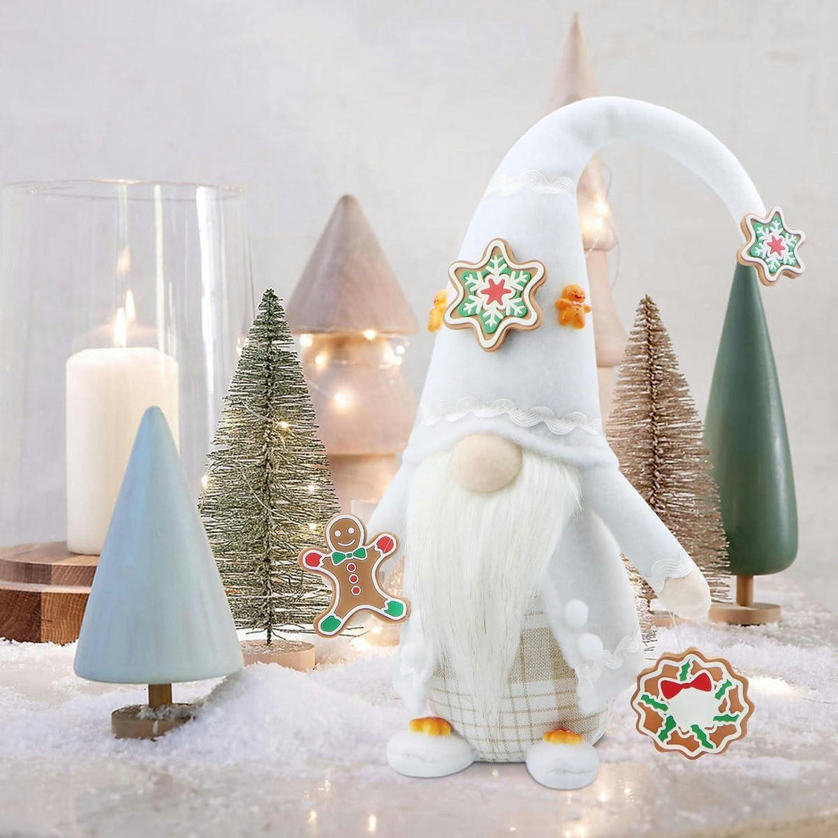 WEIHNACHTSWICHTEL Figur Weiß - Weiß, Textil (9/43/16cm)