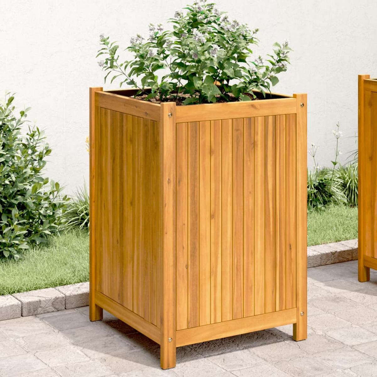 PFLANZKÜBEL Mit Einlage 50/50/75 Cm Massivholz Akazie - Braun, Holz (50/75/50cm) - vidaXL
