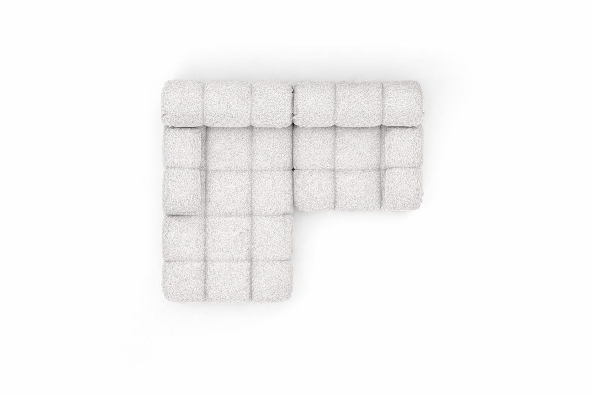 ECKSOFA L-form Mini Modular, Bouclé-Stoff Abriamo, Ecru, Links, Selia - Ecru, Holz (190/160cm) - Kaiser Möbel