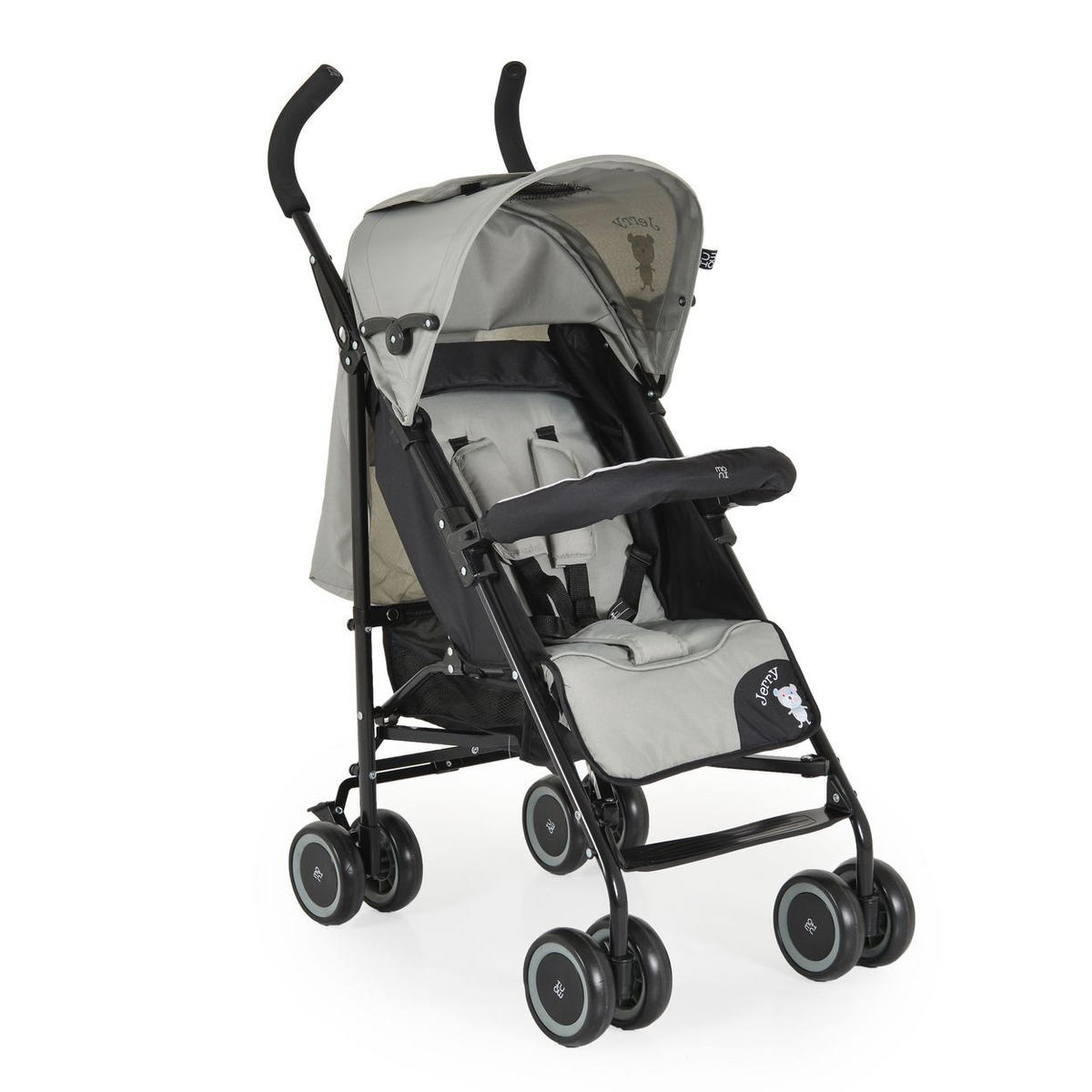 BUGGY Jerry schwarz hellgrün Sonnendach, schwenkbare Vorderräder, EVA-Räder - Greige, Metall (72/47/100cm) - Moni