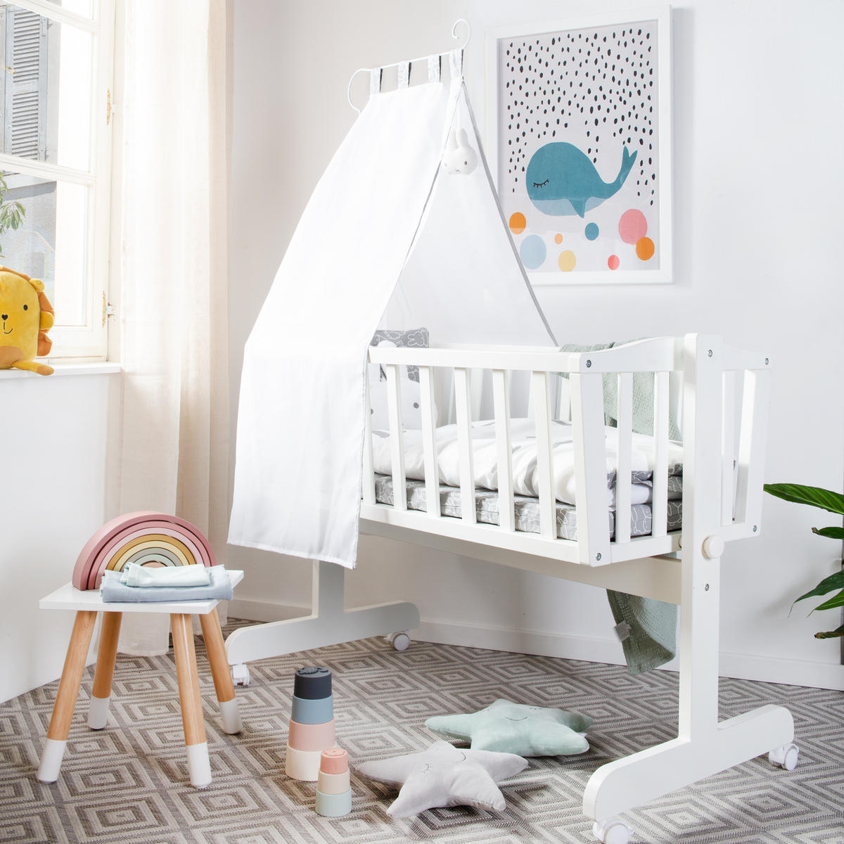 BABYWIEGENSETT Miffy - Weiß, Holzwerkstoff/Textil (40/90cm) - Roba