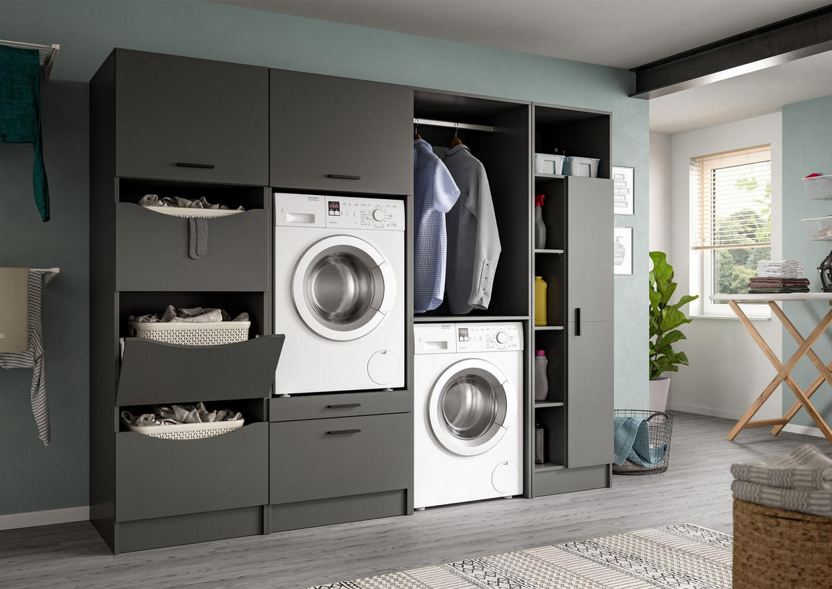 UNIVERSALSCHRANK FREE (B/H/T: ca. 50/195/68 cm) in anthrazit/anthrazit - Anthrazit, Holzwerkstoff (50/195/68cm)