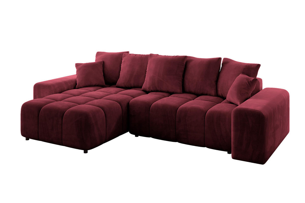 ECKSOFA Ottomane links/rechts ENIL-L 290x175x84 Bordeaux Velours - Bordeaux, Holzwerkstoff/Kunststoff (290/175cm) - ALTDECOR
