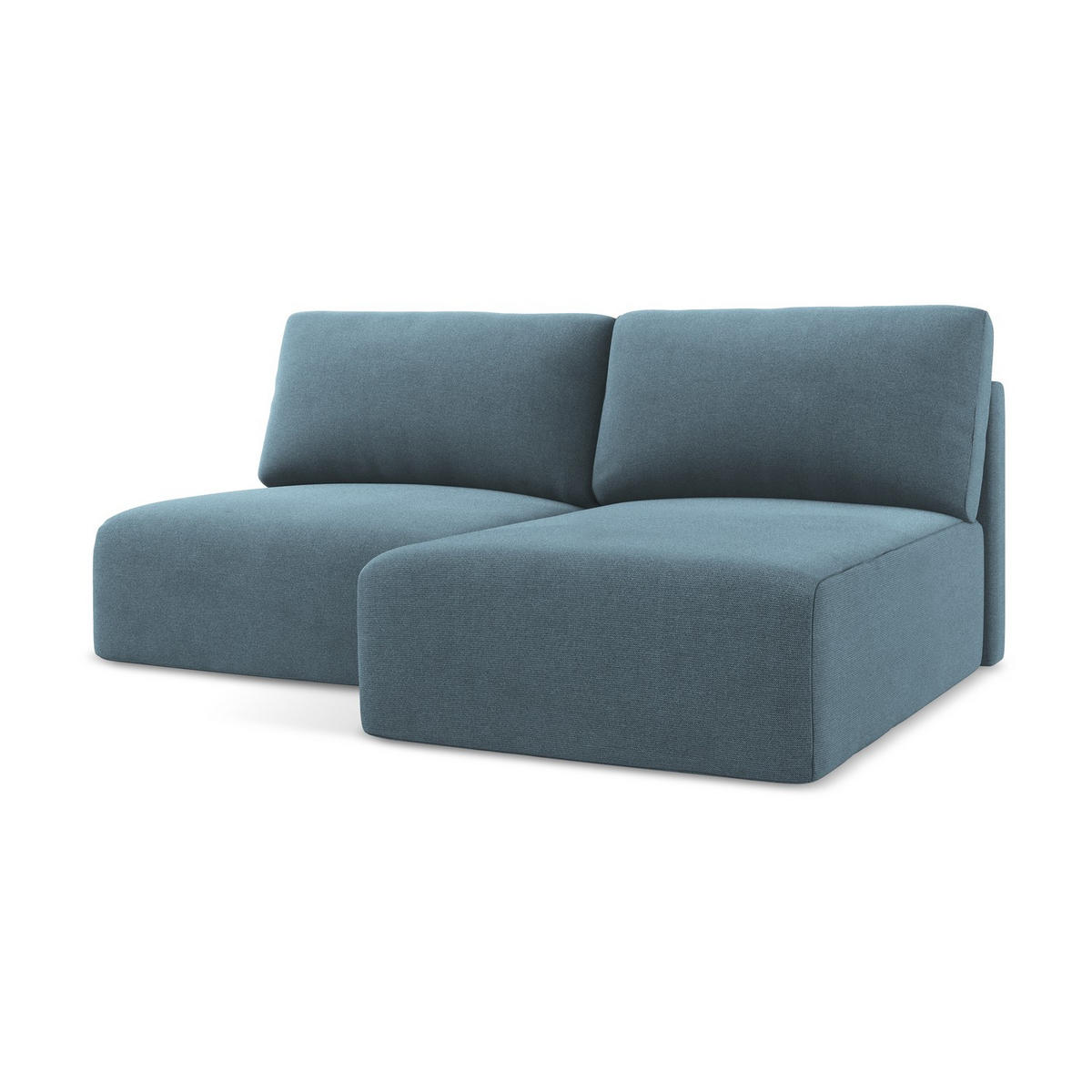 ECKSOFA mit Schlaffunktion rechts Strukturstoff Stoff Blau - Blau/Schwarz, Kunststoff/Textil (210/149cm) - LaMiaSofa