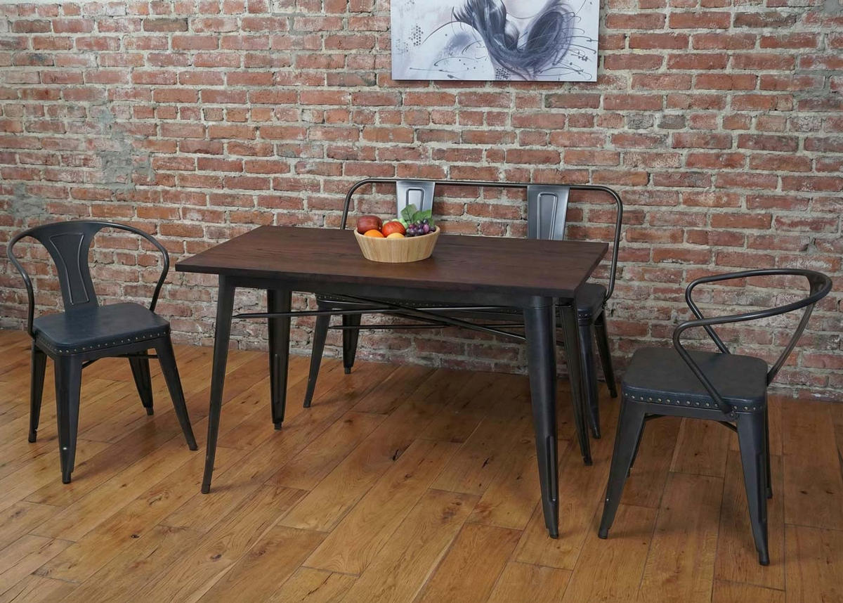 ESSZIMMER-SET Grau 4er-Set - Grau, Metall (120/115/60cm) - MCW