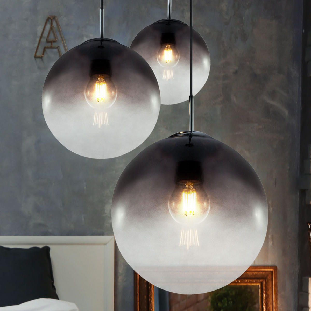 LED HÄNGELEUCHTE VARUS Grau Chrom - Grau, Glas (51/51/120cm) - Globo Lighting