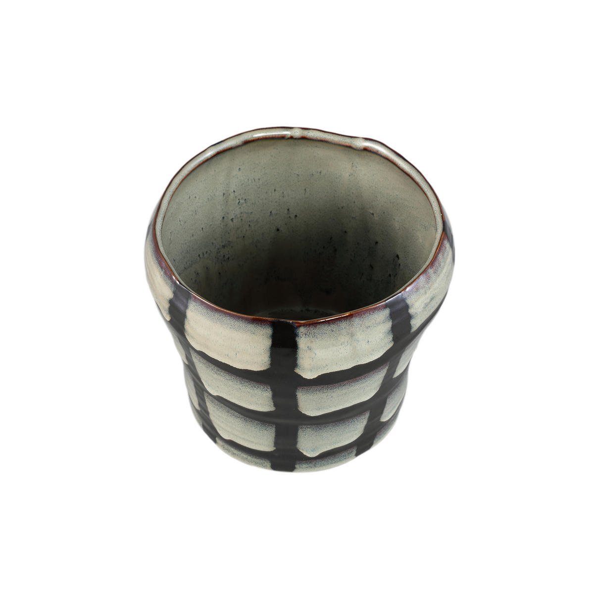 TOPF Arpit Weiß 16.5/16.5/14.5cm - Schwarz/Weiß, Keramik (14.5cm) - PTMD Collection