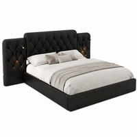 BETT mit Stauraum und USB 160x200 cm PU-Leder Schwarz - Schwarz, Metall (160/200cm) - Meubliv