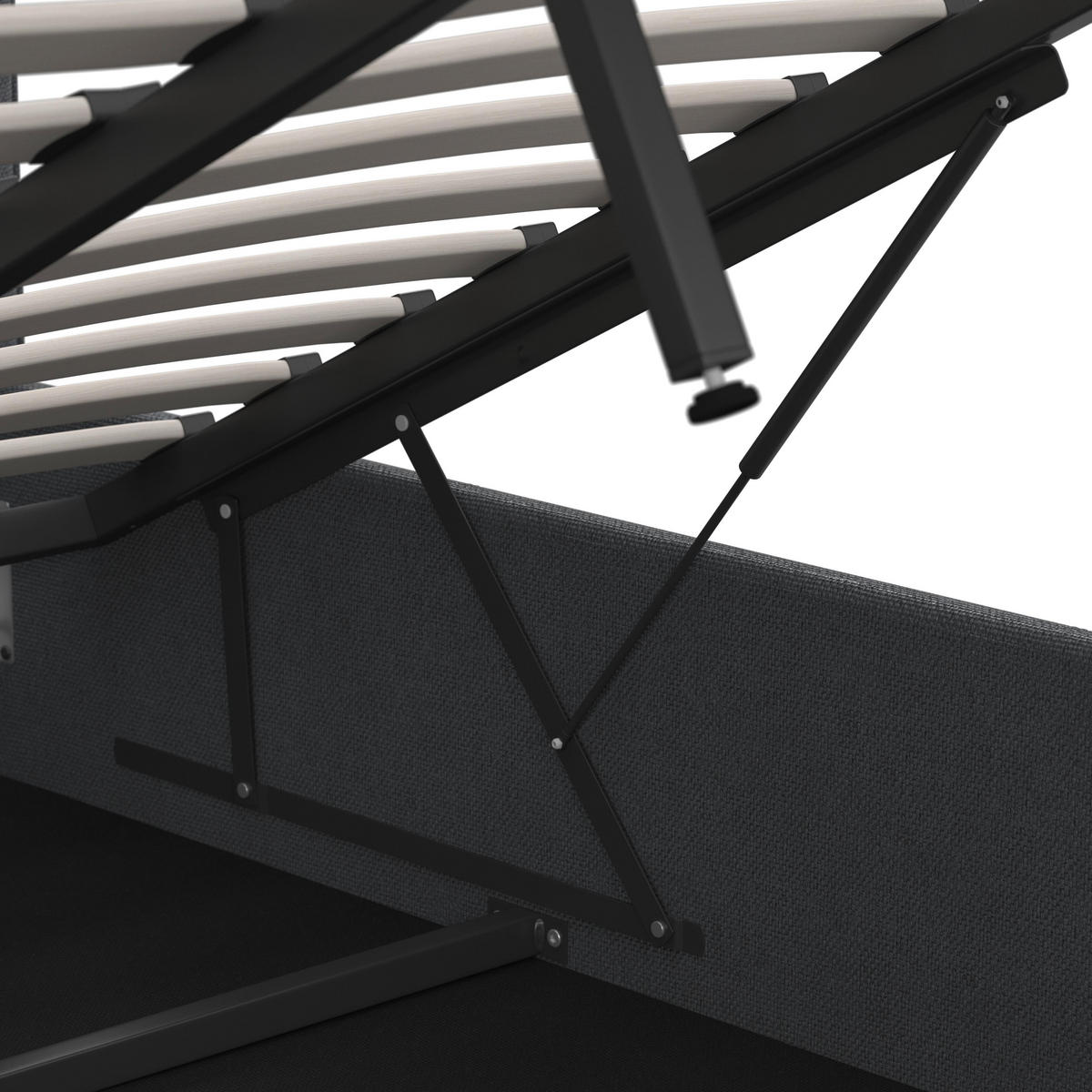 POLSTERBETT Julie Dunkelgrau ca. 180 / 200 cm Stauraum - Dunkelgrau, Holz - Bessagi Home