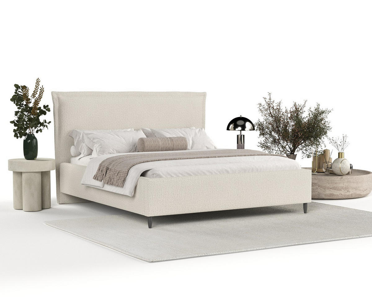 POLSTERBETT Cape Cod Beige 140/200 cm im Chenille-Stoff - Beige/Schwarz, Holz/Holzwerkstoff (140/200cm) - Maison de Reve