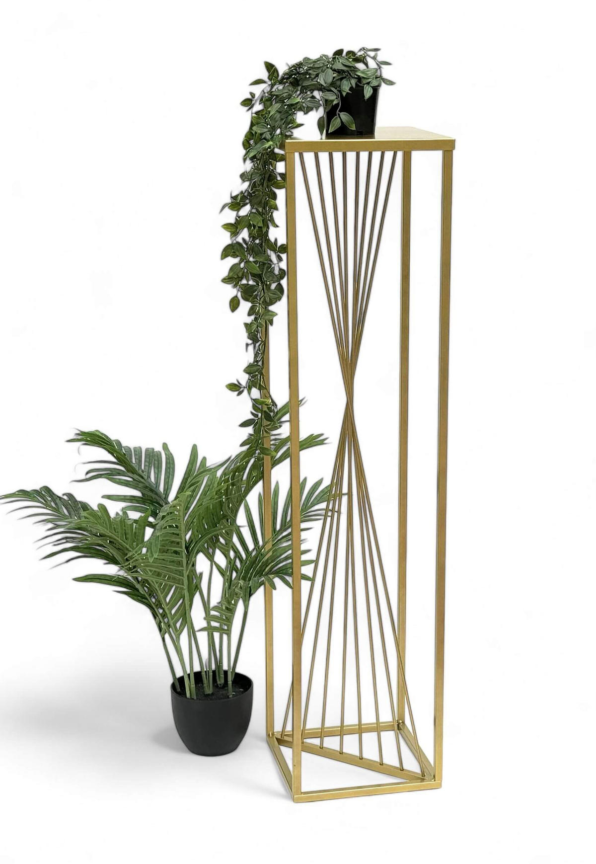 BLUMENHOCKER Metall Gold Eckig 100 cm - Goldfarben, Metall (24/100/24cm) - DanDiBo