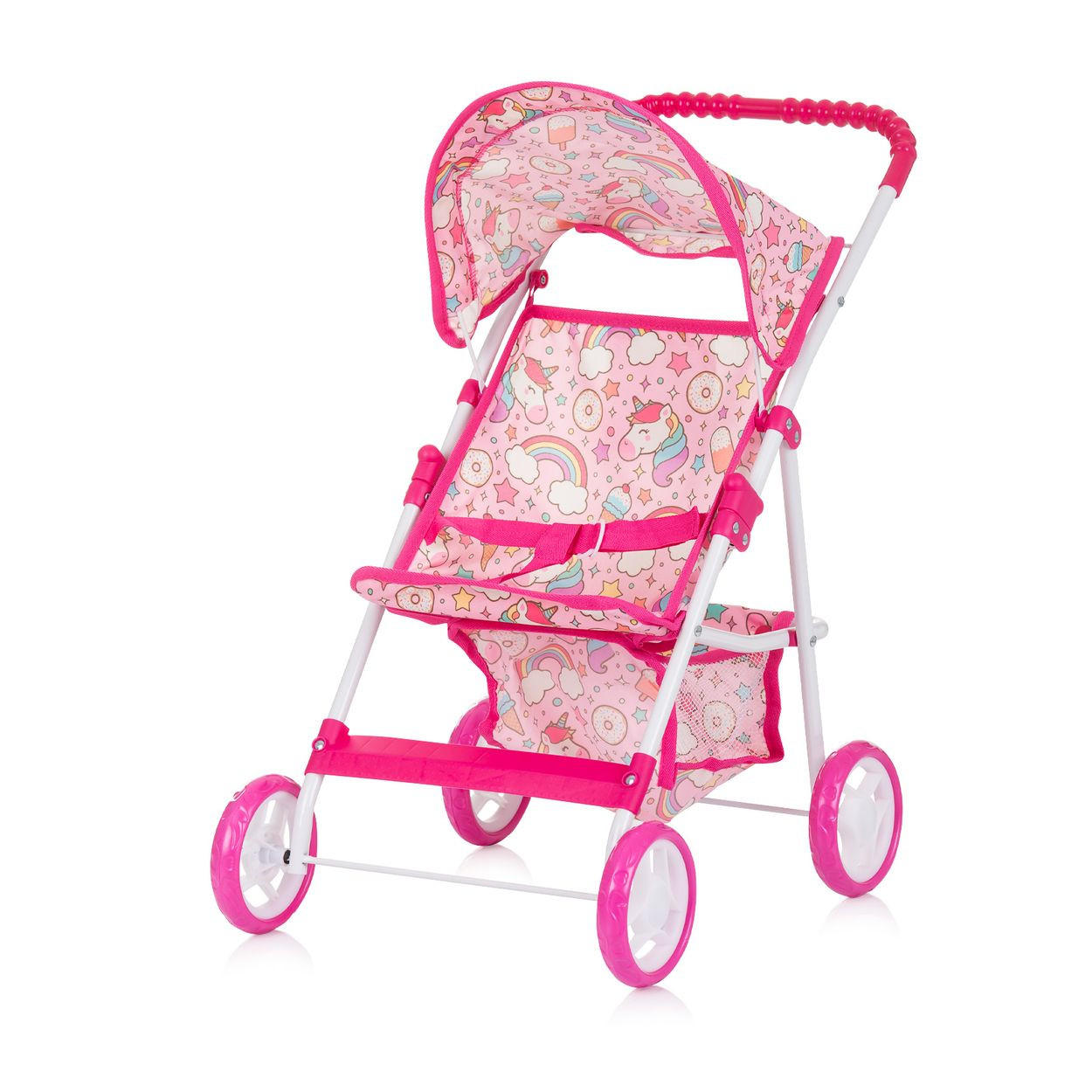 PUPPENWAGEN Alice pink Aufbewahrungskorb, Sonnendach verstellbar, klappbar, 100% Polyester - Rosa, Metall (33/56/52cm) - Chipolino