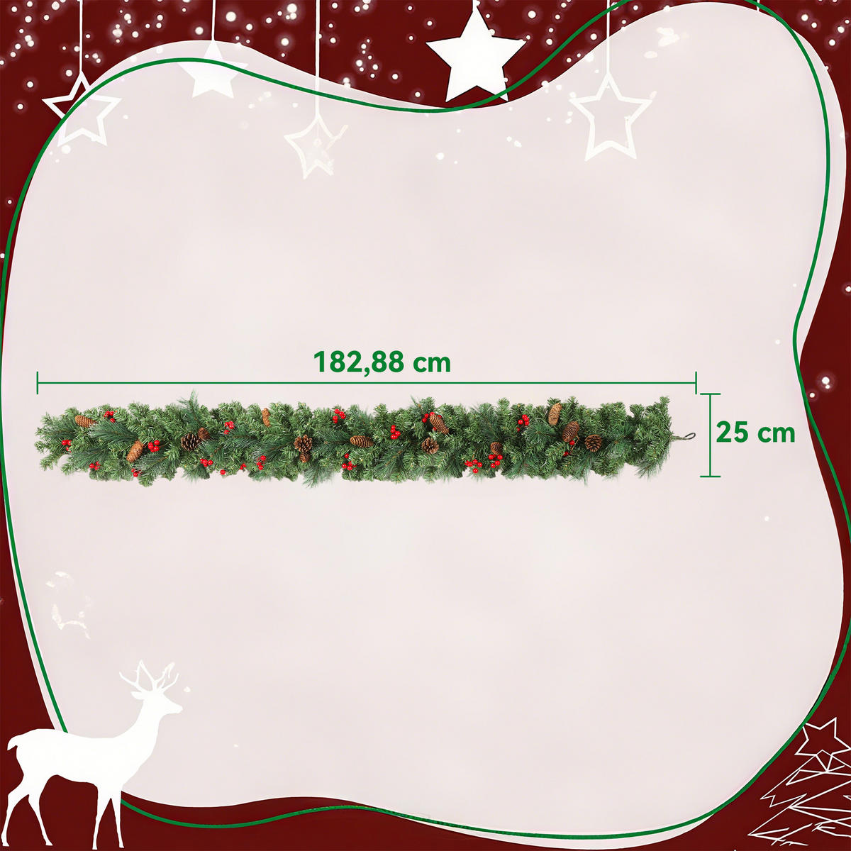 KÜNSTLICHE Weihnachtsgirlande Grün 25.0/180.0/25.0 cm - Grün, Kunststoff (25/25/180cm)