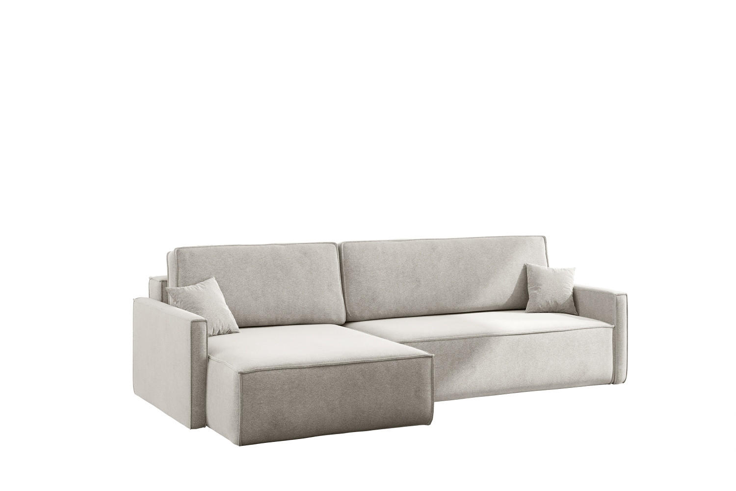 SCHLAFSOFA Carlos L-Form, Ecksofa Mit Bettkasten Und Schlaffunktion Stoff Salvador Rechts Hellgrau - Hellgrau, Holz/Textil (250/83/142cm) - Kaiser Möbel