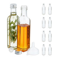 FLASCHEN-SET - Transparent, Glas/Metall (4.5/22/4.5cm) - Relaxdays