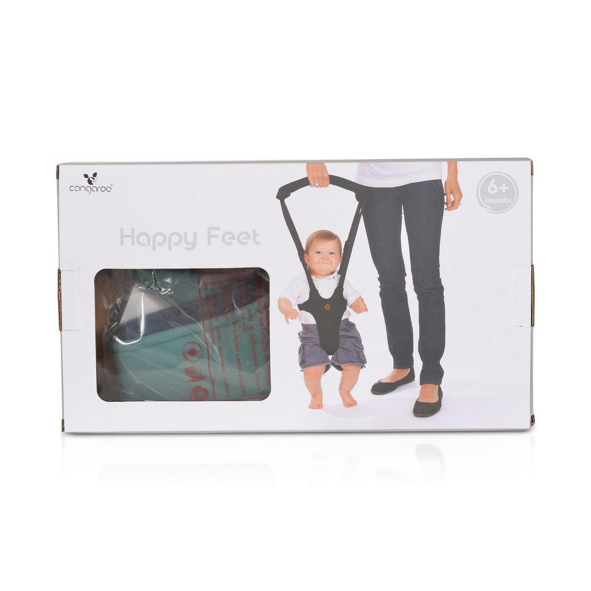 LAUFLERNHILFE Happy feet schwarz Lauflernhilfe, Laufleine, Gurt verstellbar - Schwarz, Textil (19/1/25cm) - Cangaroo