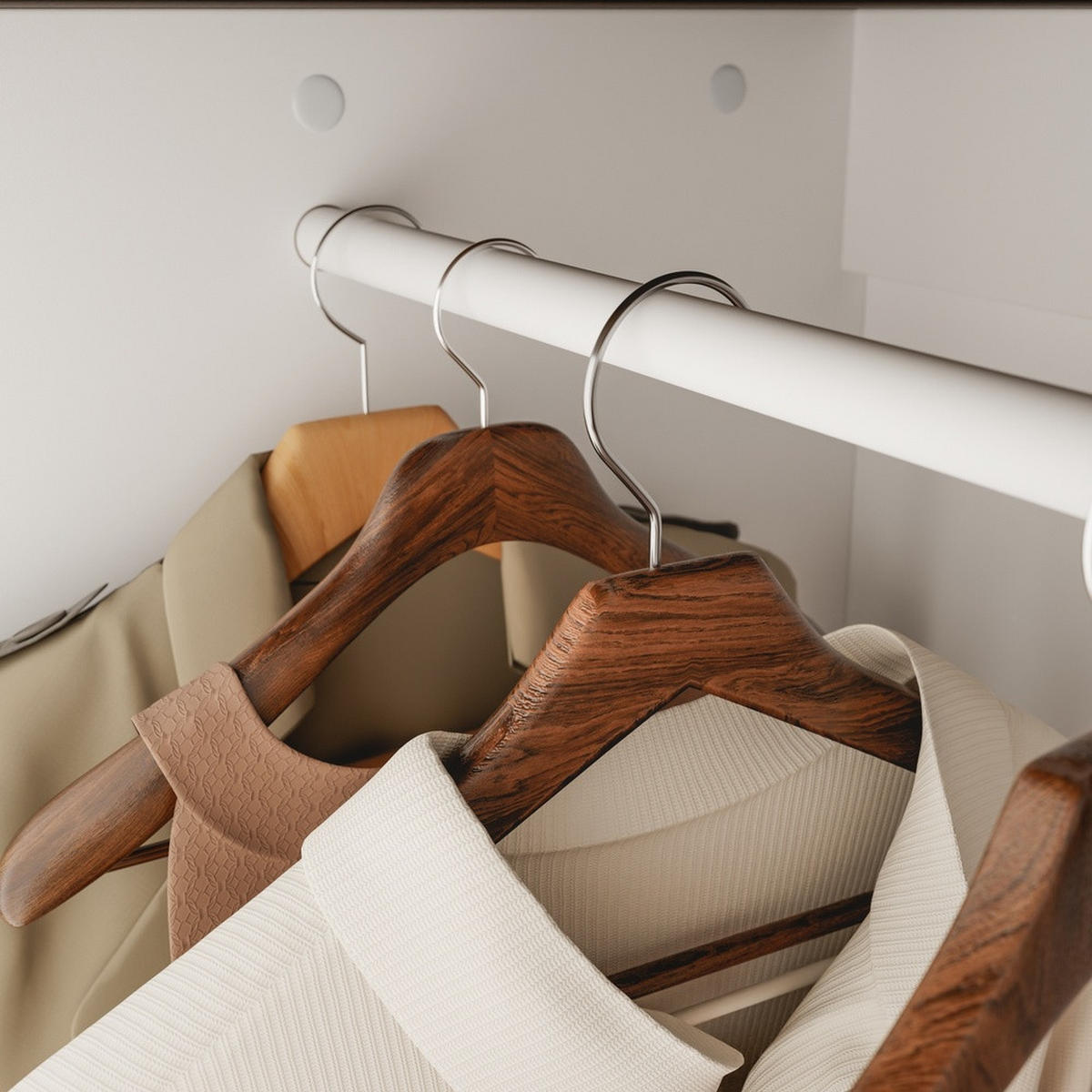 KLEIDERSCHRANK mit Kleiderstange und 2 Türen Weiß 45x55x187cm - Ahornfarben, Fell (45/187/55cm) - SoBuy