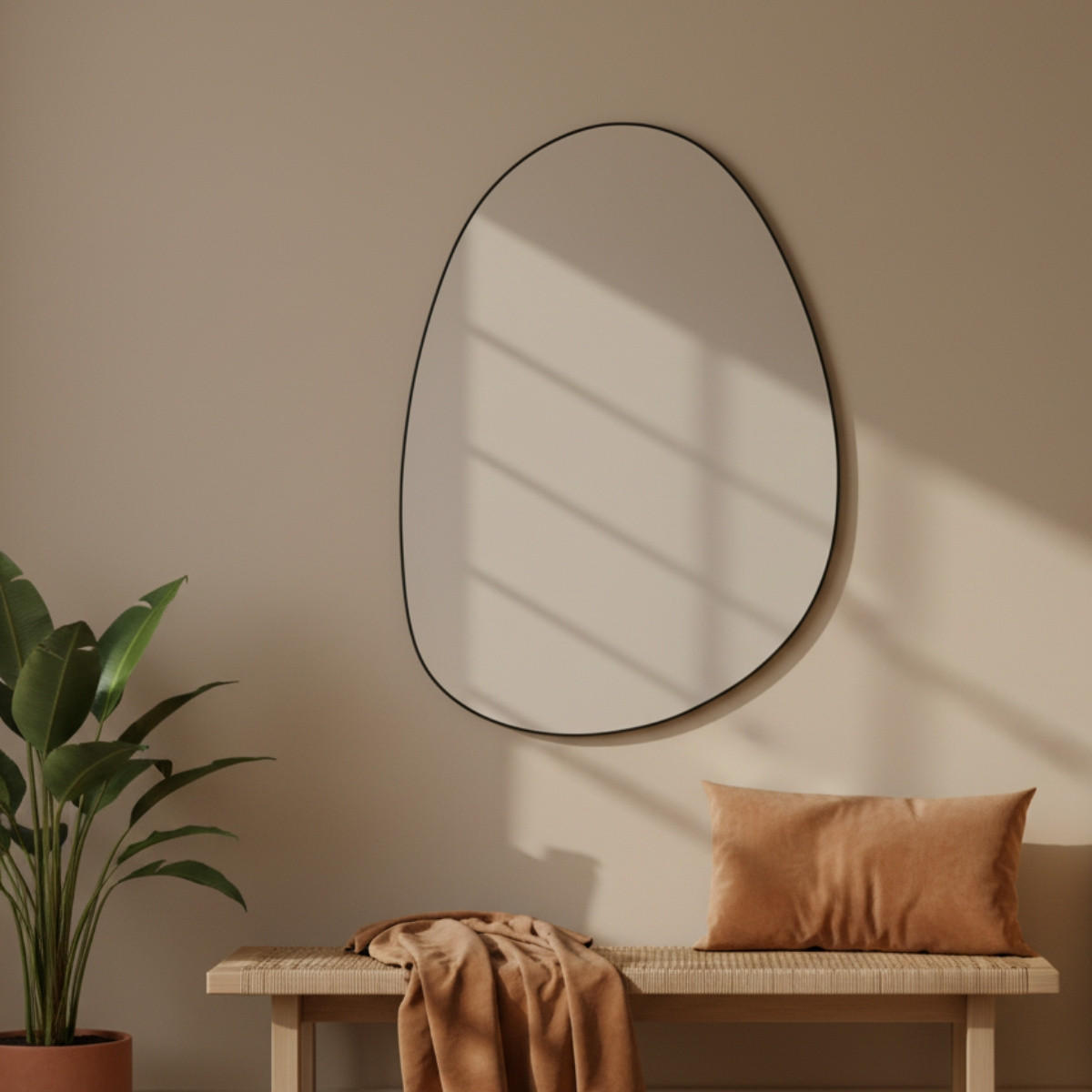 WANDSPIEGEL Asym 75/55 cm - Schwarz, Glas (55/75/0.4cm) - EDAXO