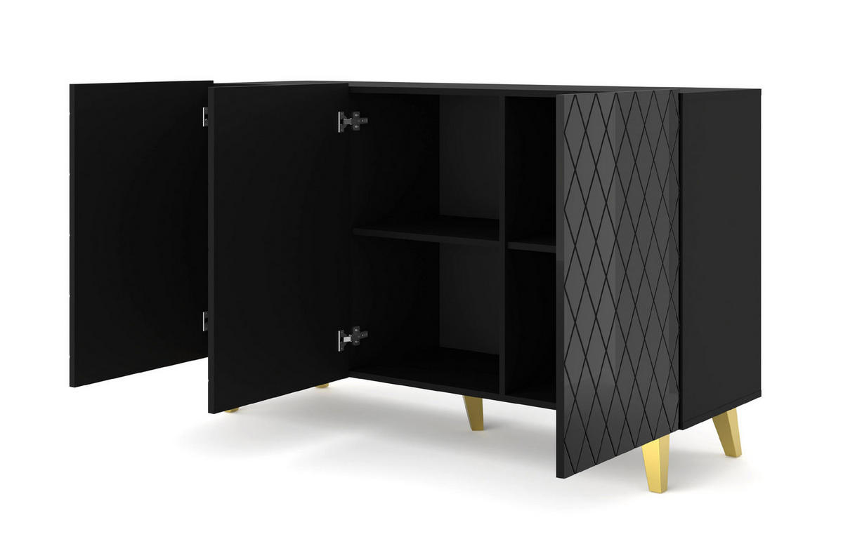 KOMMODE Schwarz 145/90/42 - Schwarz, Holzwerkstoff (145/90/42cm) - RAUMHIRSCH FURNITURE
