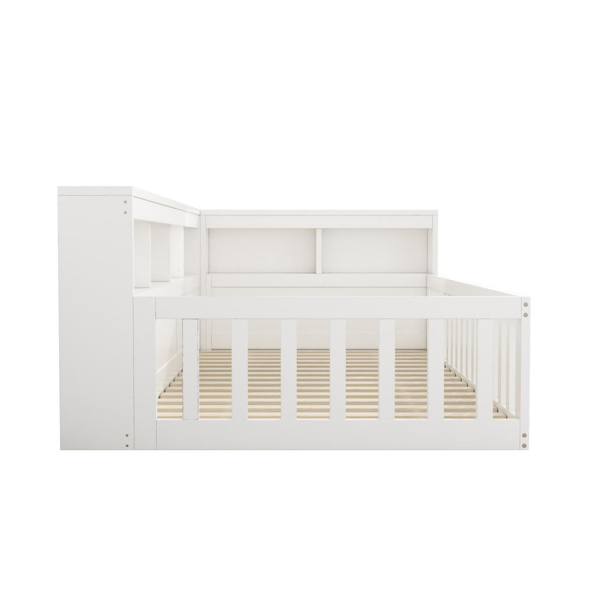TAGESBETT 90/200 cm mit Lattenrost, USB-Anschluss, Steckdose und Stauraum aus Spanplatte/MDF, Weiß - Weiß, Holzwerkstoff (90/200cm) - Redom