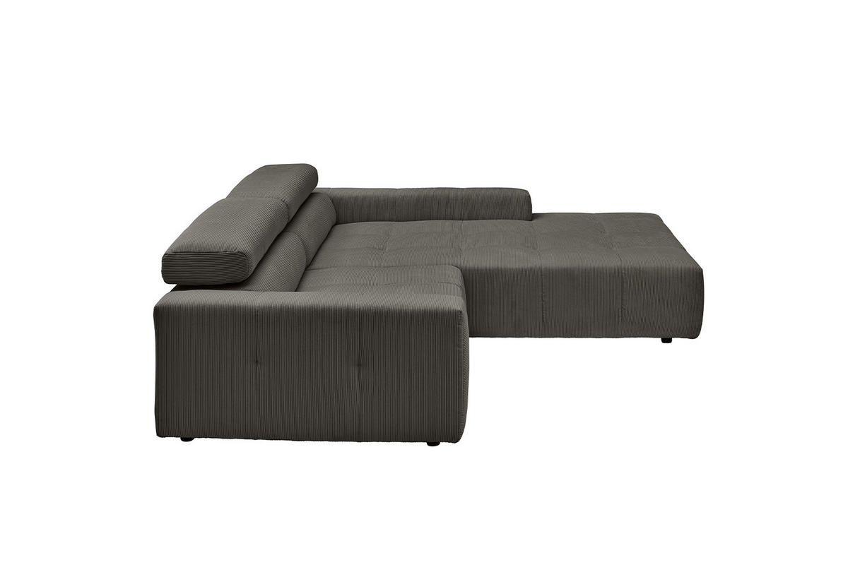 ECKSOFA RENO Anthrazit Cord - Anthrazit/Schwarz, Kunststoff/Textil (258/217cm) - KAWOLA