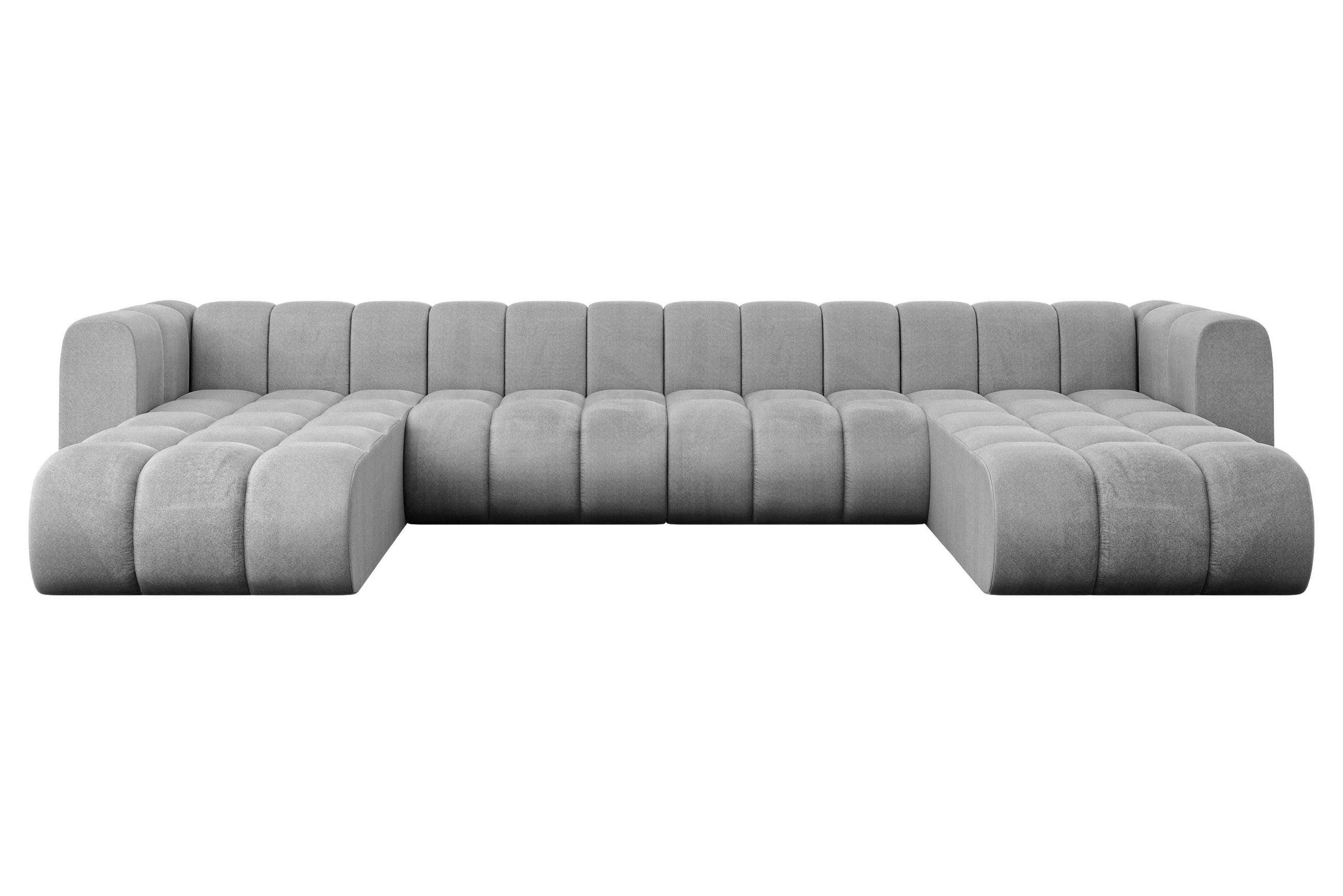 WOHNLANDSCHAFT modulares Sofa Joren-U2 - 410x177x70 cm Grau - Hellgrau, Holzwerkstoff/Textil (410/70/177cm) - ALTDECOR