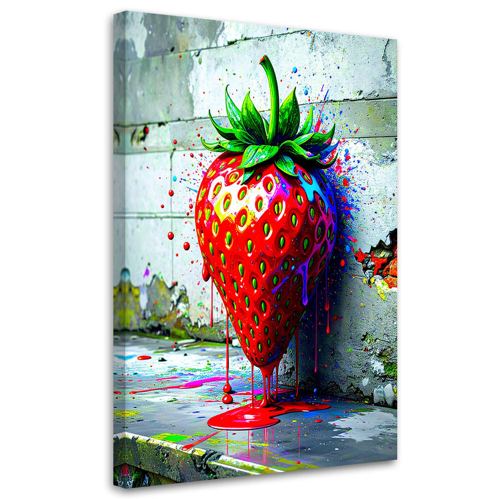 LEINWANDBILD 3D Erdbeer Abstrakt 40x60cm - Rot, Textil (40/60cm) - Feeby