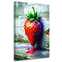 LEINWANDBILD 3D Erdbeer Abstrakt 40x60cm - Rot, Textil (40/60cm) - Feeby