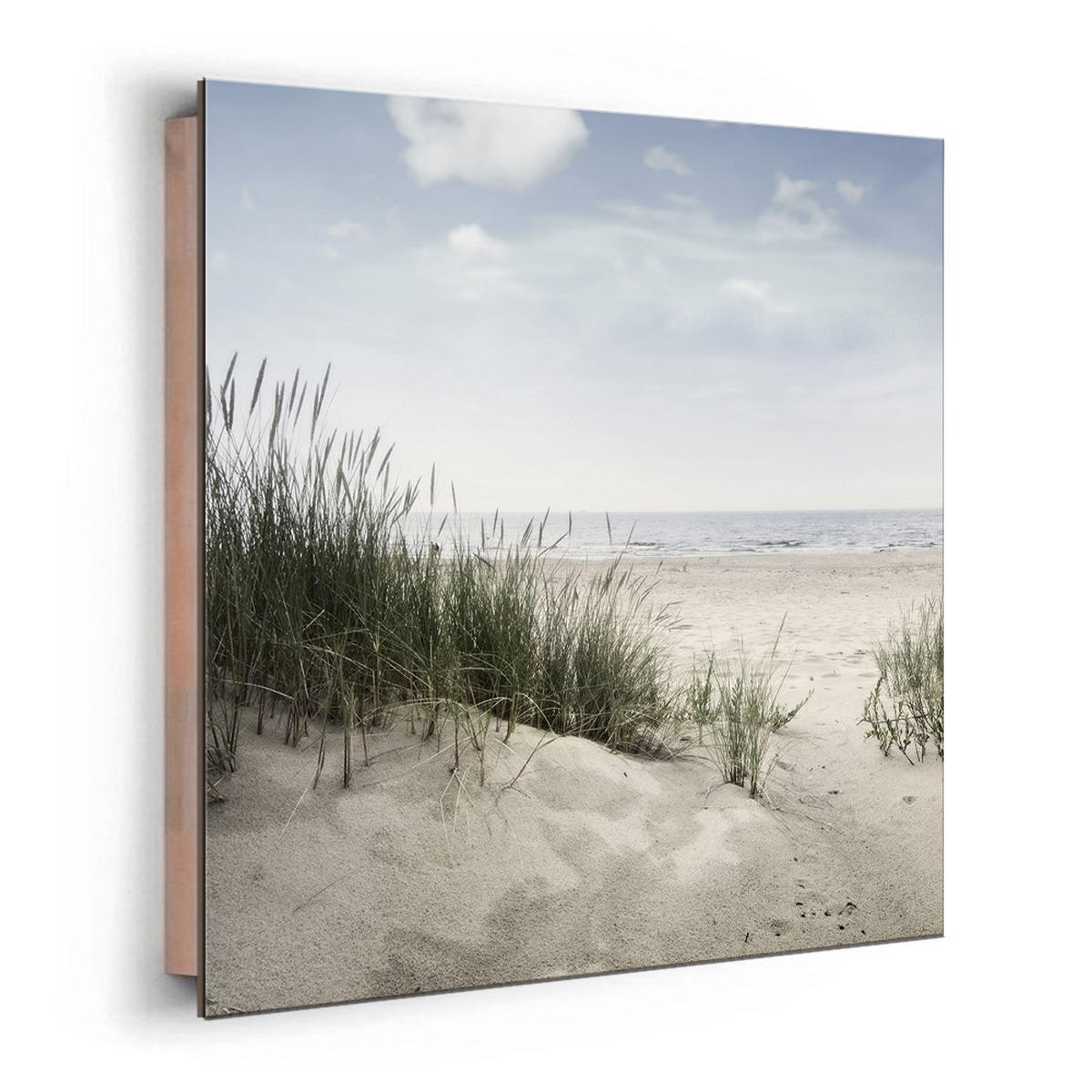 BILD 30x30 cm Strand beige blau - Anthrazit, Holzwerkstoff (30/30/2cm) - artissimo