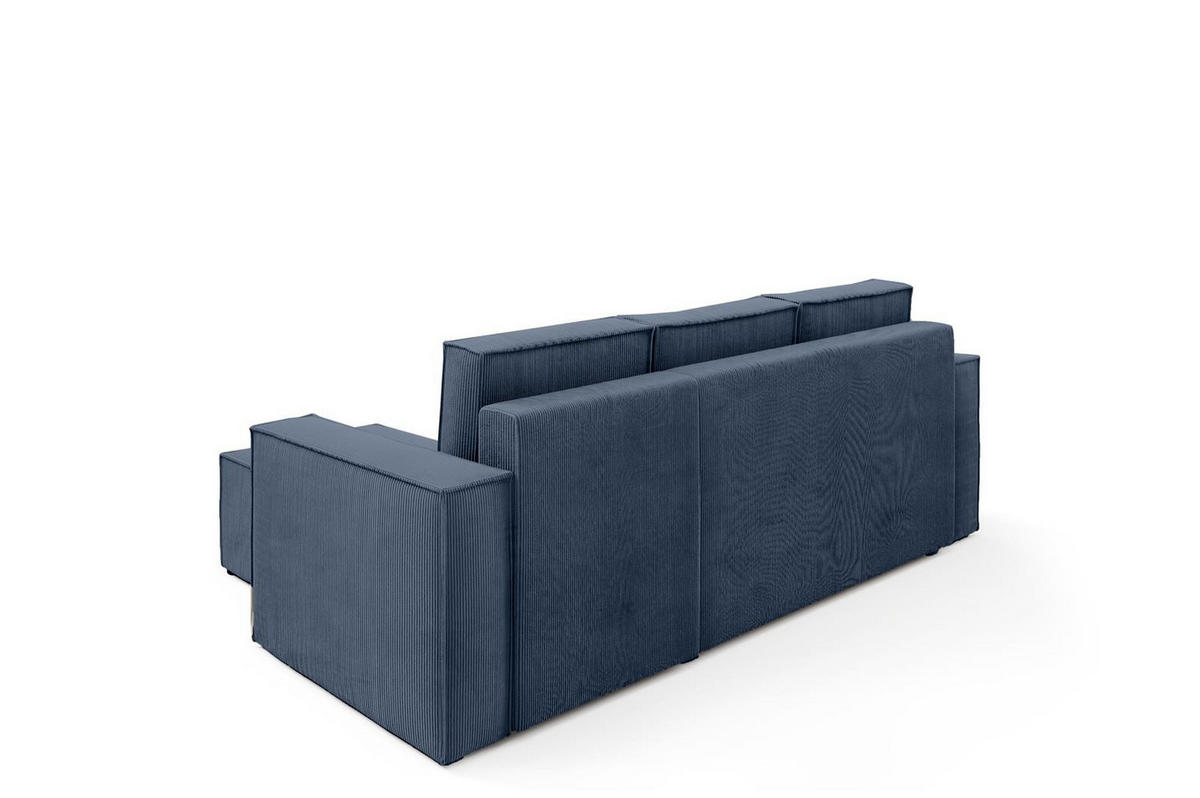 ECKSOFA Roda Dunkelblau, Cord-Ecksofa mit Schlaffunktion - Dunkelblau, Holzwerkstoff/Textil (248/150cm) - Bettso