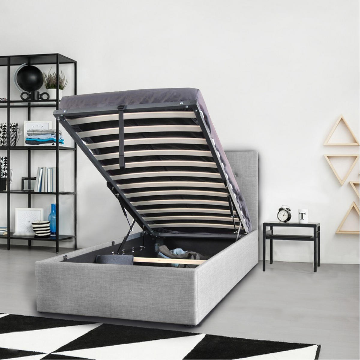 BETT PARMA mit Lattenrost 90x190 - Grau - Grau, Holz/Holzwerkstoff (90/190cm) - Weber Industries