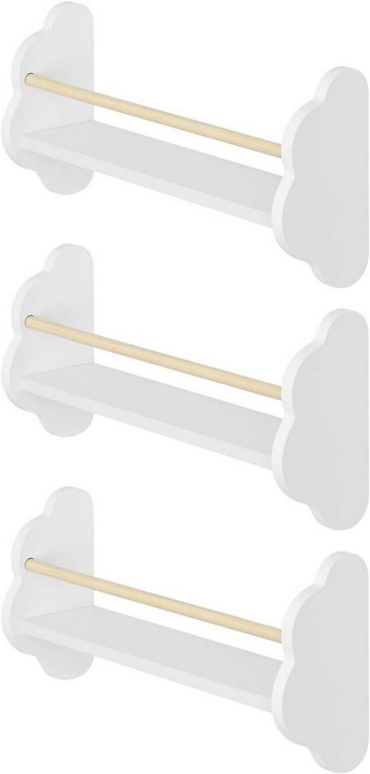KINDER-WANDREGAL 3er Set, Kiefernholz, 45 x 12,7 x 23cm, Weiß - Weiß, Holz/Holzwerkstoff (45/23/12.7cm) - Woltu