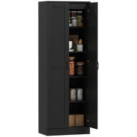 HIGHBOARD DE-11325 2 Türen & 5 Böden (3 verstellbar) Schwarz - Schwarz, Holzwerkstoff (36.5/175/60cm) - ComfortXL