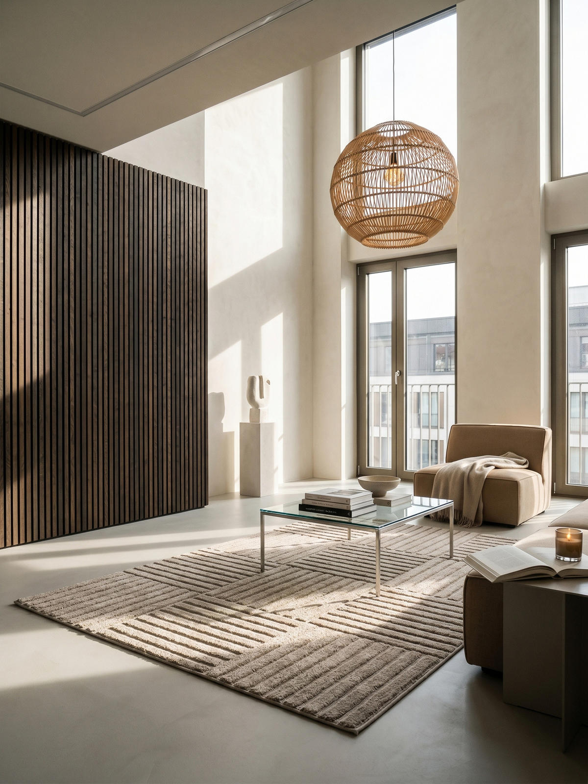 TEPPICH Hochflor RIGI in Beige, mit Cord-Streifen-Patchwork, 200 x 290 cm - Beige, Textil (200/290cm) - KADIMA DESIGN