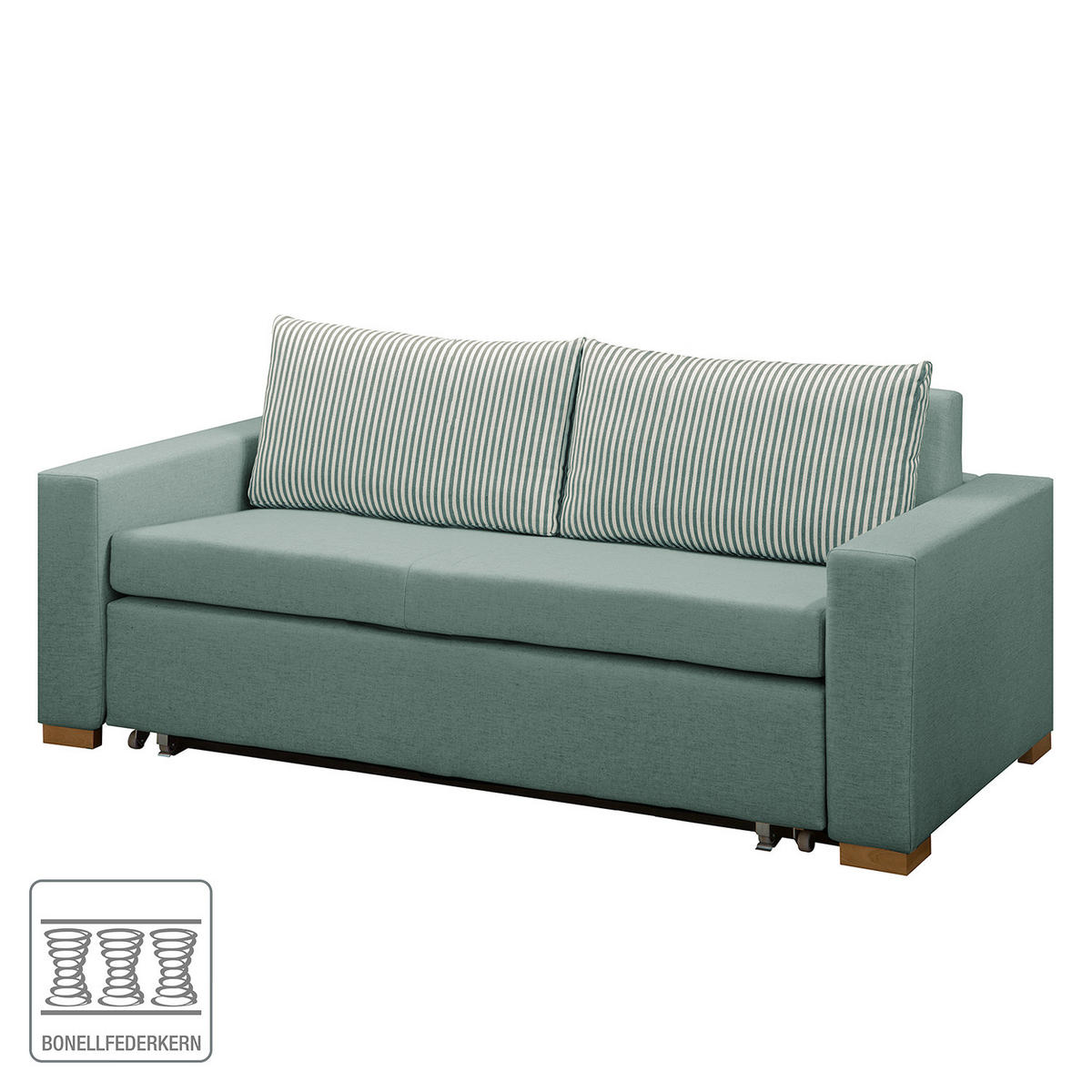 SCHLAFSOFA - Webstoff - Braun/Mintgrün, Birkenholz/Textil (190/90/90cm) - home24