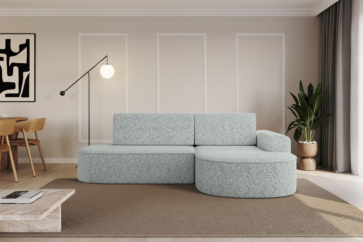 ECKSOFA mit Schlaffunktion und Bettkasten Ottomane Rechts MARI-L1-S - 283x167x73 cm Grün Tissu - Dunkelgrün/Schwarz, Holzwerkstoff/Kunststoff (167/283cm) - ALTDECOR
