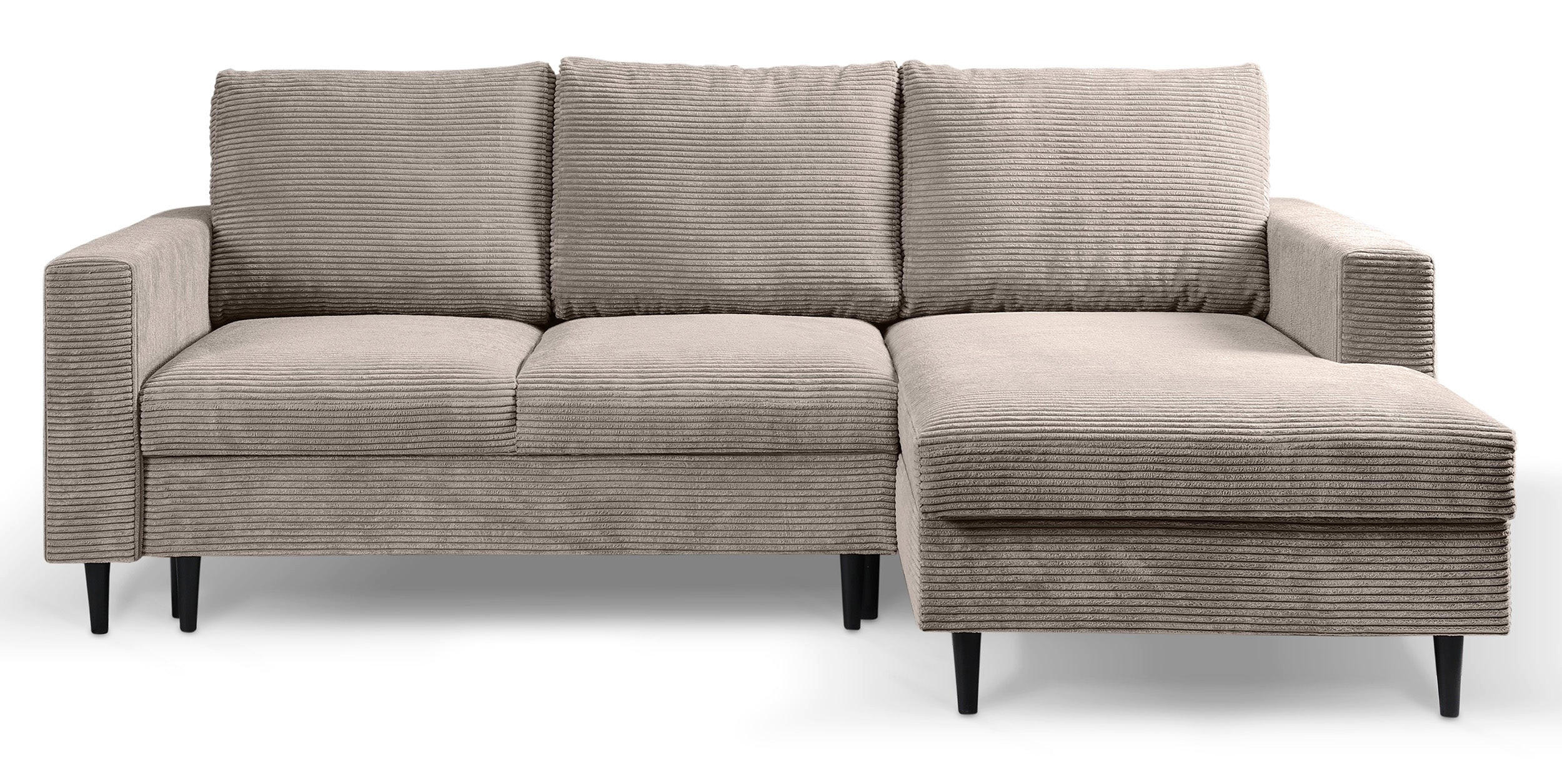 ECKSOFA Nalika Beige mit Cordbezug - Beige/Schwarz, Holz/Textil (143/230cm) - Selsey