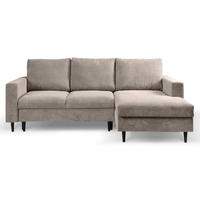 ECKSOFA Nalika Beige mit Cordbezug - Beige/Schwarz, Holz/Textil (143/230cm) - Selsey
