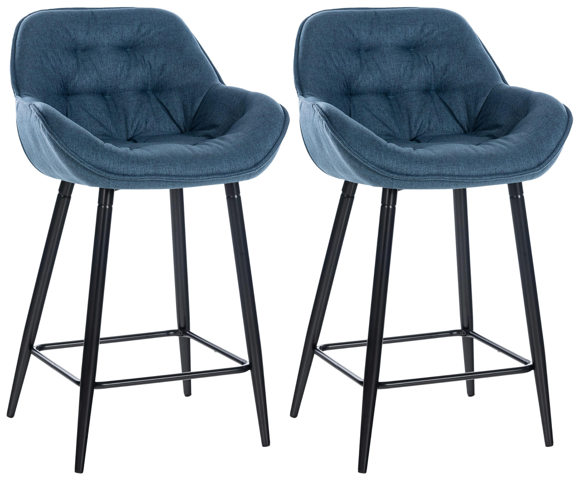 BARHOCKER 2er Set Stoff blau - Blau/Schwarz, Textil/Metall (54/93.5/57.5cm) - CLP