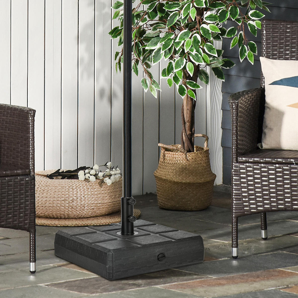 SONNENSCHIRMSTÄNDER bis 40 kg befüllbar - Schwarz, Kunststoff (49/49cm) - Outsunny