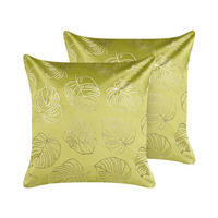 DEKOKISSEN 2er-Set Hellgrün 45/45 cm Monstera - Hellgrün, Textil (45/45cm) - Beliani