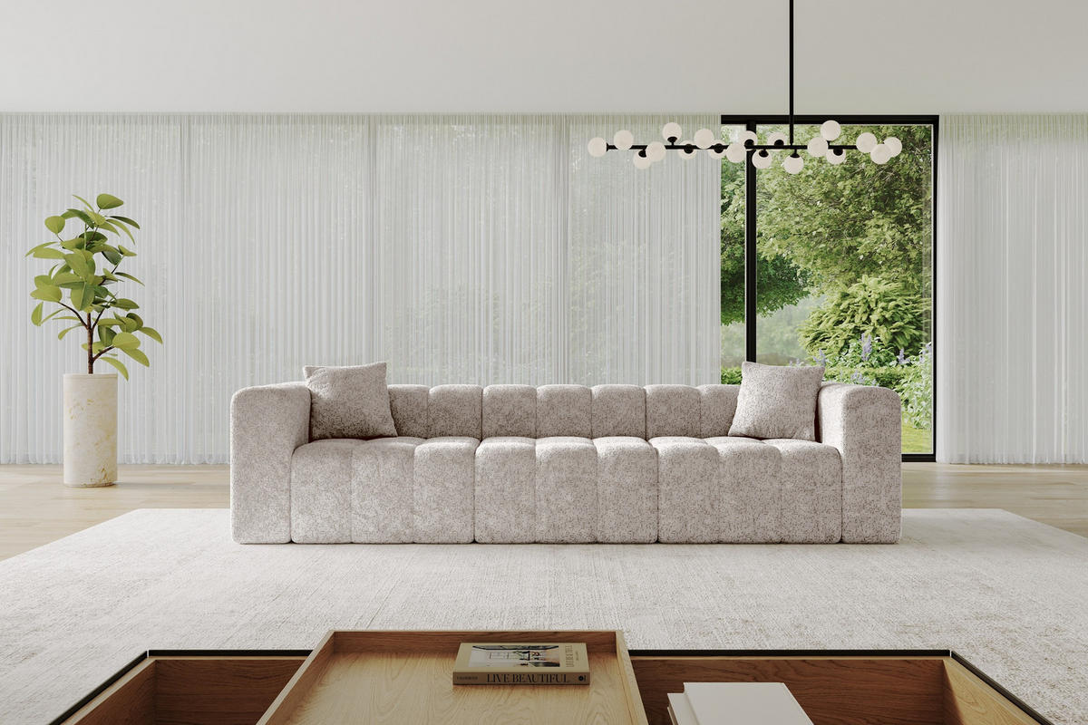 POHOVKA 3-MÍSTNÁ DONY-3 315x90x71 cm Světle šedá Žinylka - černá/světle šedá, kompozitní dřevo/textil (315/71/90cm) - ALTDECOR
