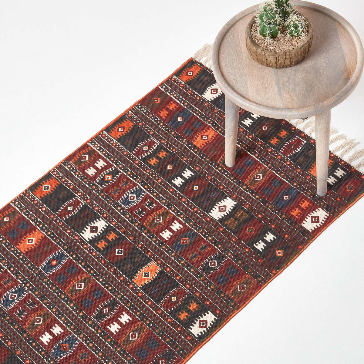 TEPPICHLÄUFER Kelim-Muster 66/200 cm - Braun, Textil (66/200cm) - Homescapes