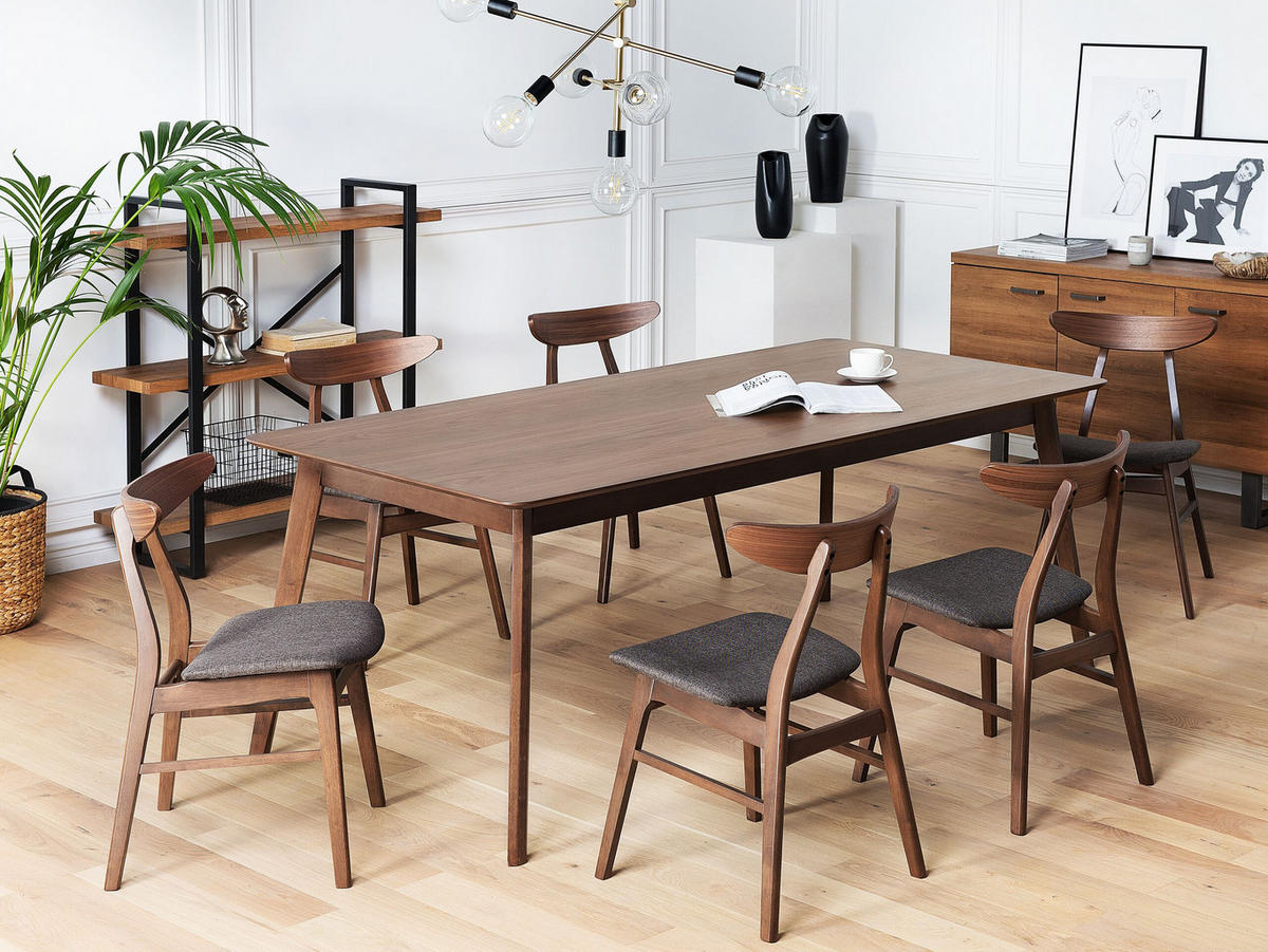 ESSZIMMERSTUHL 2er-Set Gummibaumholz Grau Lynn - Grau, Holz/Textil (49/78/47cm) - Beliani