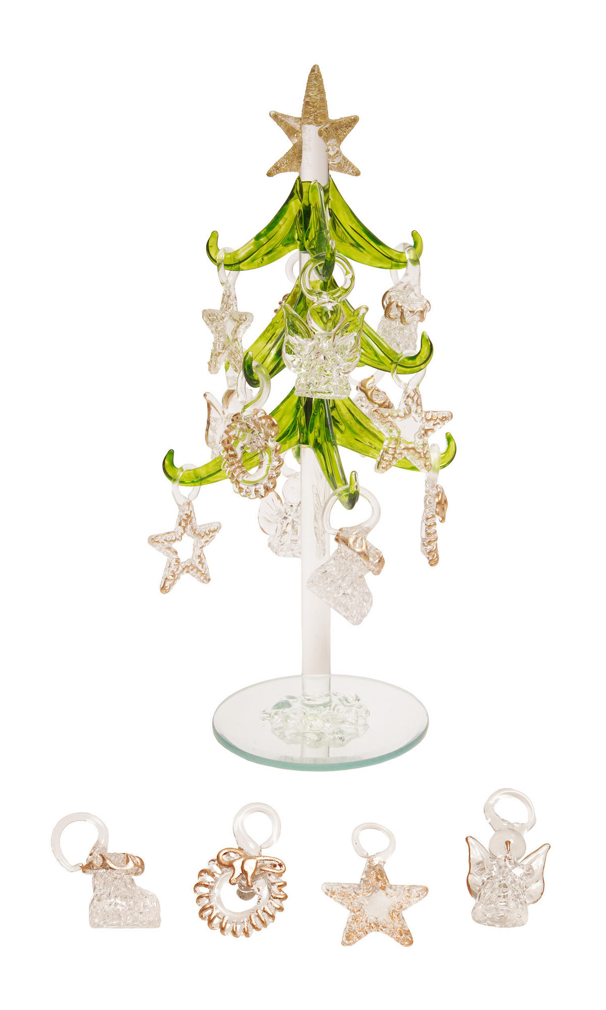 WEIHNACHTSDEKORATION Kristallbaum mit Ornamenten Transparent 21cm (Glas / 1 Stk.) - Transparent, Glas (8/21/8cm) - Krebs Glas Lauscha