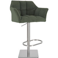 BARHOCKER Cord Grün - Edelstahlfarben/Grün, Textil/Metall (64/88/45cm) - CLP