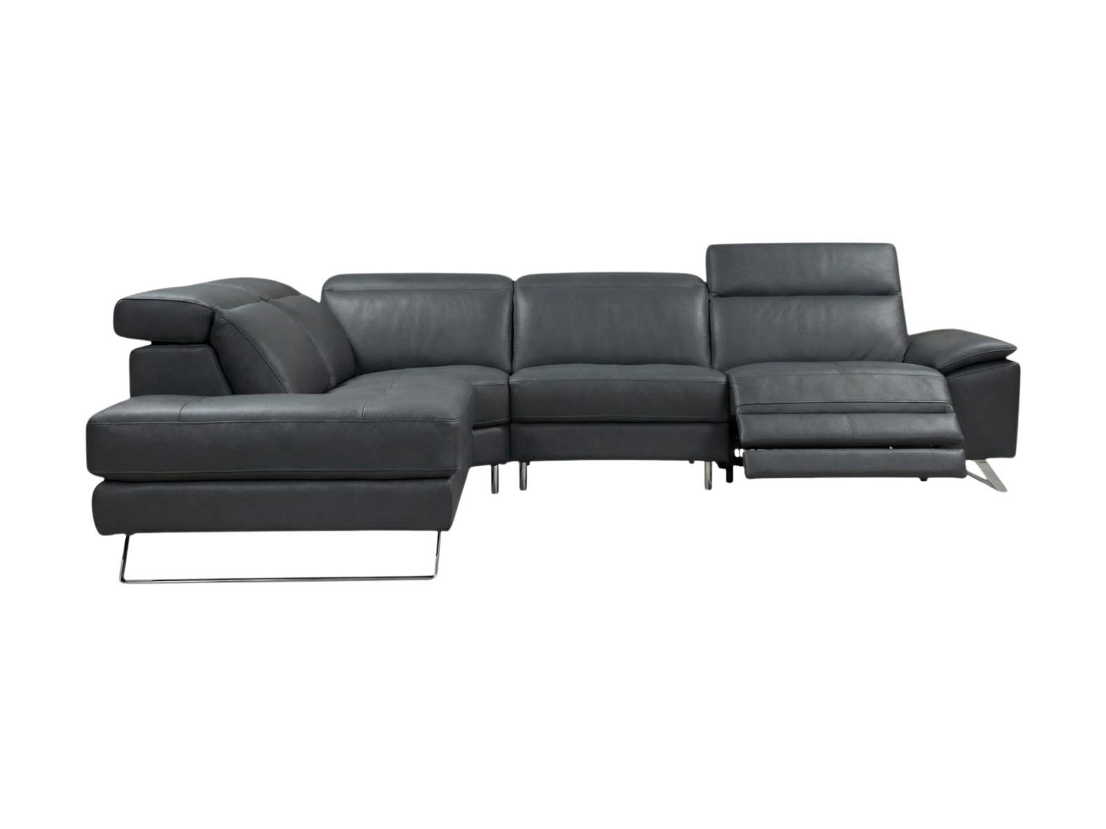 ECKSOFA Genius Echtleder mit 1 x Relaxfunktion Anthrazit - Anthrazit, Leder/Metall (230/264cm)