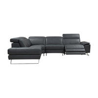 ECKSOFA Genius Echtleder mit 1 x Relaxfunktion Anthrazit - Anthrazit, Leder/Metall (230/264cm)