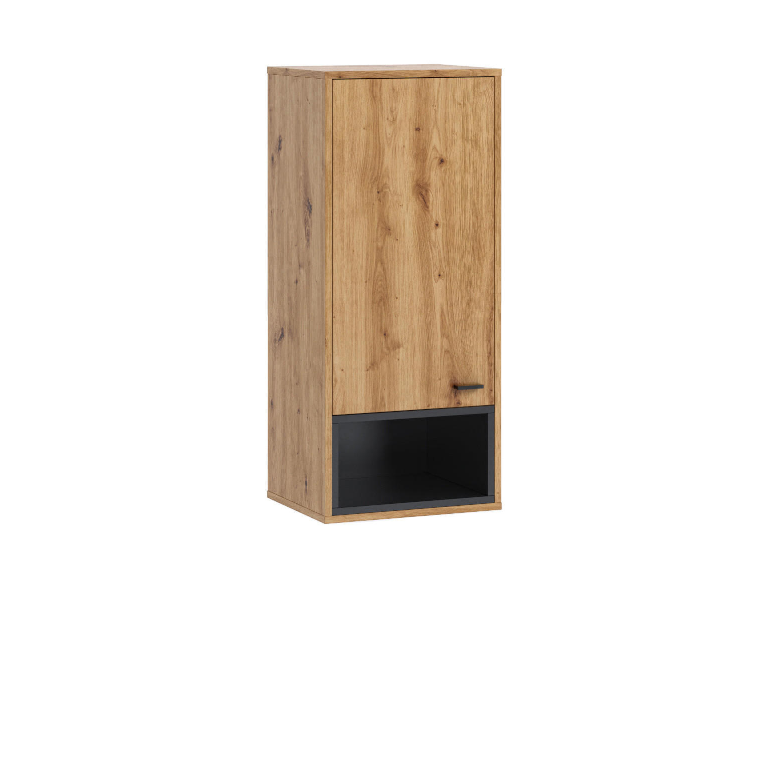 HÄNGESCHRANK Randy mit Tür Artisan Eiche - Schwarz/Eiche Artisan, Holzwerkstoff/Kunststoff (42/96/33cm) - Ravio