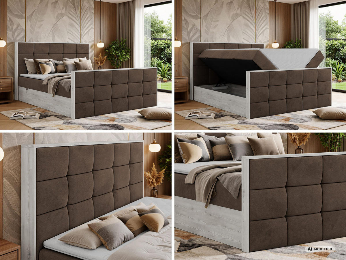 BOXBETT ALNOR DUO 180/200 - Braun Velvet - Topper T25 - H3 - Schwarz/Braun, Kunststoff/Textil (180/200cm) - MKS